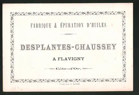 Vertreterkarte Côte-d`Or, Farbique & Épuration d`Hules, Desplantes-Chaussey