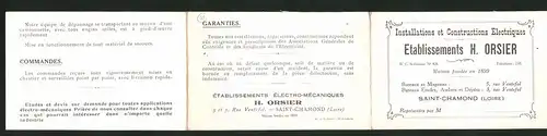 Vertreterkarte Saint-Chamond, Etablissements H, Orsier, Installations et Constructions Electriques