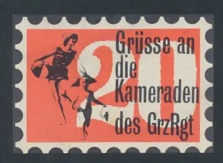 Grussmarke Grüsse an die Kameraden des Grz. Rgt., Mutter mit Kind am Strand