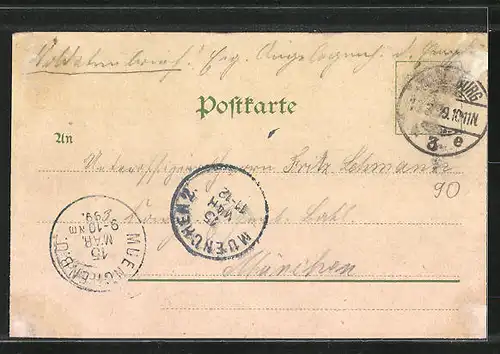 Lithographie Magdeburg, Der Dom Südseite, Der breite Weg