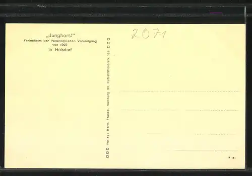 AK Hoisdorf, Junghorst, Ferienheim der Pädagogischen Vereinigung von 1905
