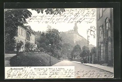 AK Rudolstadt, Weinbergstrasse mit Blick auf das Schloss