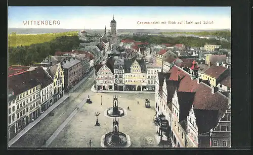 AK Wittenberg, Gesamtansicht mit Blick auf Markt und Schloss