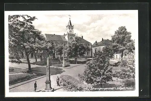 AK Johanngeorgenstadt i. Erzgeb., Blick auf den Markt