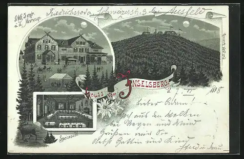 Mondschein-Lithographie Inselberg, Gasthof, Speisesaal