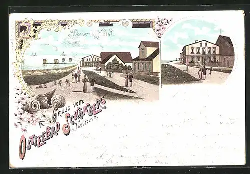 Lithographie Schönberg i / Holstein, Heuer`s Hôtel, Mehrfachansicht