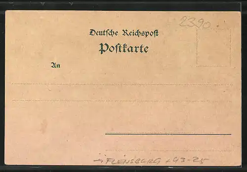 Lithographie Flensburg, XIII. Niedersächsisches Sänger-Bundesfest, Kaiserl. Post