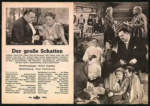 Filmprogramm IFK Nr. 3290, Der grosse Schatten, Heinrich George, Heidemarie Hatheyer, Regie: Paul Verhoeven