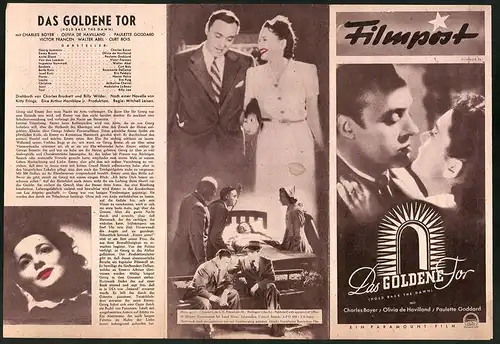 Filmprogramm Filmpost Nr. 59, Das goldene Tor, Charles Boyer, Olivia de Havilland, Regie: Mitchell Leisen