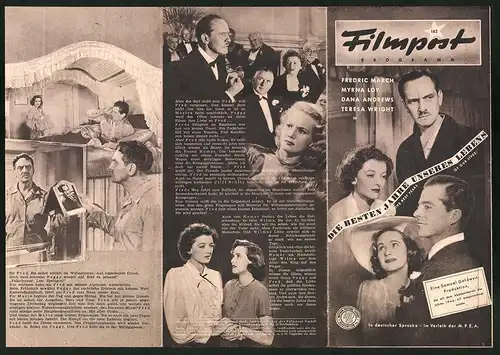 Filmprogramm FIlmpost Nr. 182, Die besten Jahre unseres Lebens, F. March, M. Loy, Regie: William Wyler