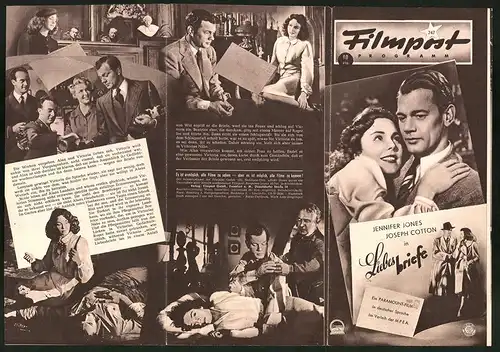 Filmprogramm Filmpost Nr. 247, Liebesbriefe, Jennifer Jones, Joseph Cotton, Regie: William Dieterle