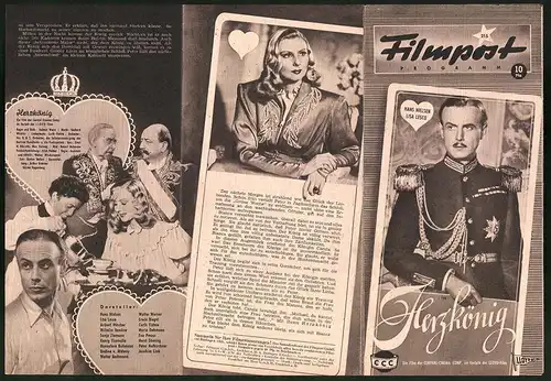 Filmprogramm FIlmpost Nr. 215, Herzkönig, Hans Nielsen, Lisa Lesco, Regie: Helmut Weiss