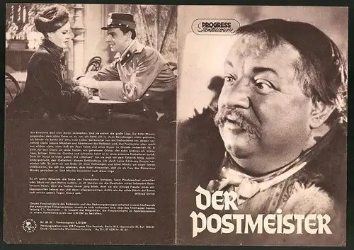 Filmprogramm PFI Nr. 68 /57, Der Postmeister, Heinrich George, Hilde Krahl, Regie: Gustav Ucicky