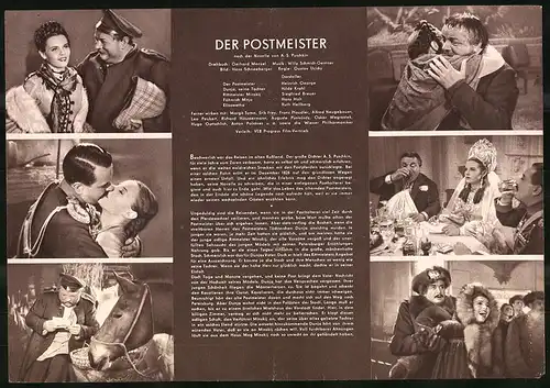 Filmprogramm PFI Nr. 68 /57, Der Postmeister, Heinrich George, Hilde Krahl, Regie: Gustav Ucicky