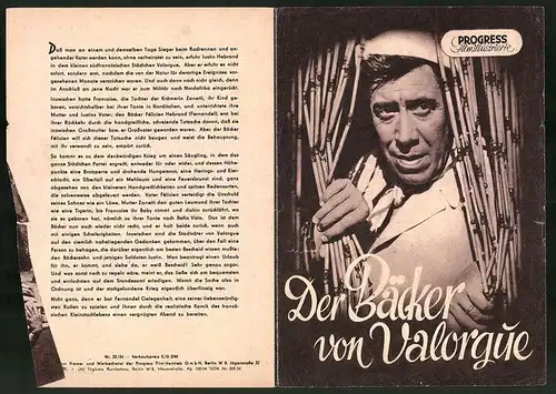 Filmprogramm PFI Nr. 33 /54, Der Bäcker von Valorgue, Fernandel, Madeleine Silvain, Regie: Henri Verneuil