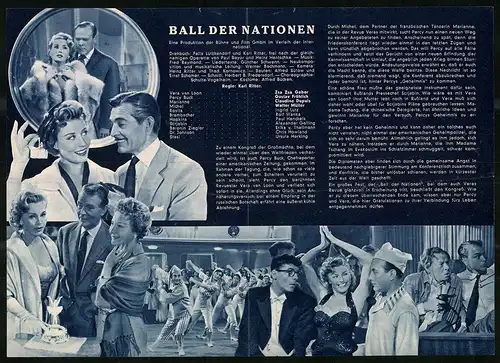 Filmprogramm Programm von heute Nr. 458, Ball der Nationen, Zsa Zsa Gabor, Gustav Fröhlich, Regie: Karl Ritter