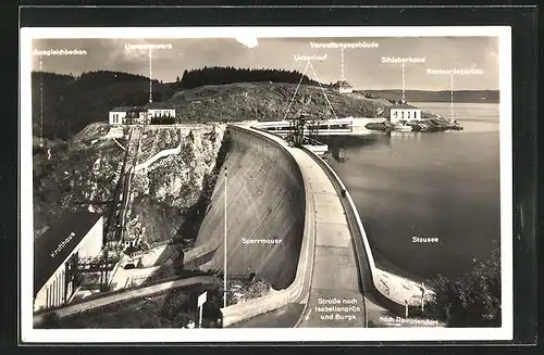 AK Saalburg / Saale, Blick auf den Staudamm
