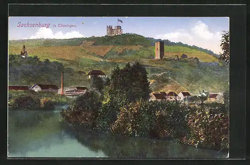 AK Sachsenburg i. Th., Blick auf die Burg