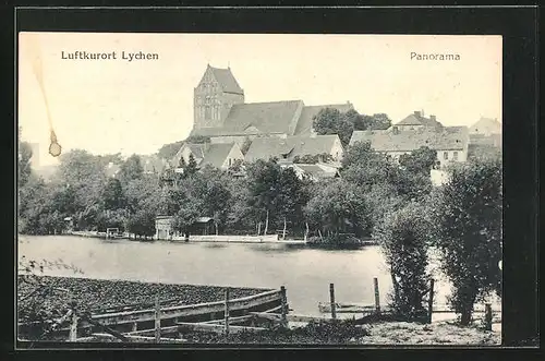 AK Lychen, Panorama von der Ortschaft