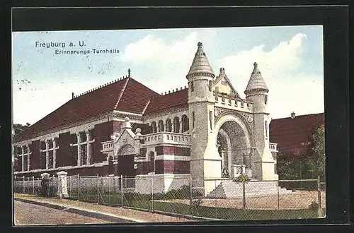 AK Freyburg a. U., Blick auf die Erinnerungs-Turnhalle