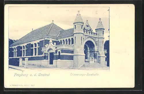 AK Freyburg a. U., Blick auf die Erinnerungs-Turnhalle