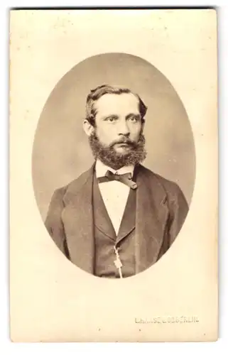 Fotografie L. Haase & Co., Berlin, Freidrichs-Strasse 178, Brustportrait junger Herr im eleganten Anzug mit Bart
