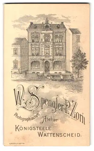 Fotografie W. Spengler - P. Zorn, Wattenscheid-Königsteele, Ansicht Wattenscheid-Königsteele, Strassenbahn am Atelier
