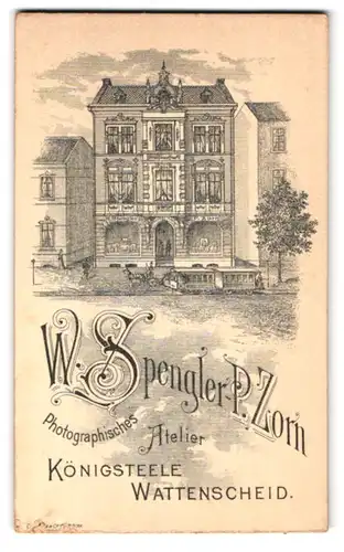 Fotografie W. Spengler - P. Zorn, Wattenscheid-Königsteele, Ansicht Wattenscheid-Königsteele, Foto-Atelier & Strassenbahn