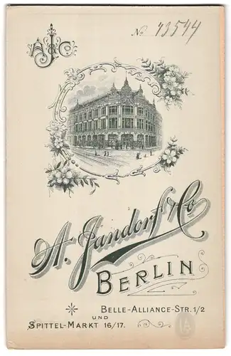 Fotografie A. Jandorf & Co., Berlin, Ansicht Berlin, Geschäftshaus Belle-Alliance-Str. 1 /2 & Spittel-Markt 16 /17