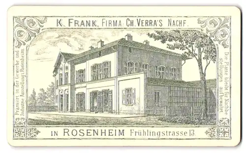 Fotografie K. Frank, Rosenheim, Ansicht Rosenheim, Geschäftshaus & Atelier Frühlingstrasse 13, Rückseitig Portrait
