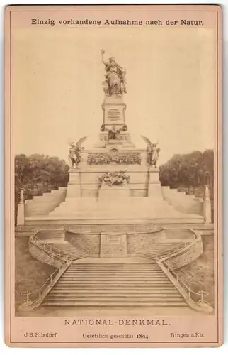 Fotografie J.B. Hilsdorf, Bingen / Rhein, Ansicht Rüdesheim / Rhein, National-Denkmal