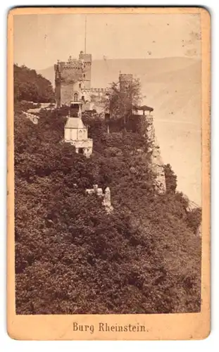 Fotografie J.l.B. Hilsdorf, Bingen, Ansicht Trechtingshausen, Burg Rheinstein