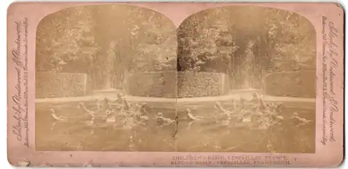 Stereo-Fotografie Underwood & Underwood, New York, Ansicht Versailles, Kinder - Basin im Schlosspark