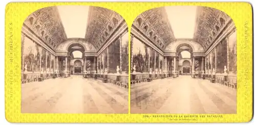 Stereo-Fotografie E. Lamy, Ansicht Versailles, Perspective De La Galerie Des Batailles