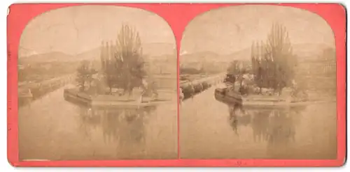 Stereo-Fotografie A. Garcin, Geneve, Ansicht Geneve, Et Le Mont-Blanc