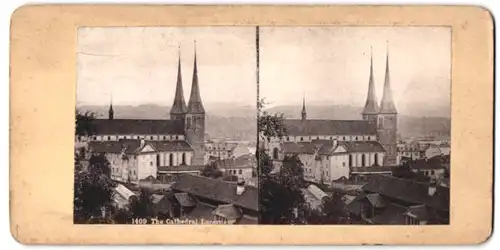 Stereo-Fotografie Fotograf unbekannt, Ansicht Luzern - Lucerne, Blick zur Kathedrale