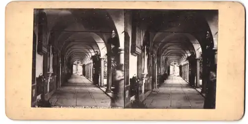 Stereo-Fotografie Fotograf unbekannt, Ansicht Luzern - Lucerne, Säulengang in der Kathedrale