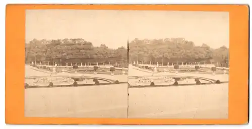 Stereo-Fotografie Fotograf unbekannt, Ansicht Versailles, Bassin im Schlosspark