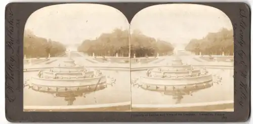 Stereo-Fotografie E.W. Kelley, Chicago, Ansicht Versailles, Fountain of Latone & Vista of the Gardens