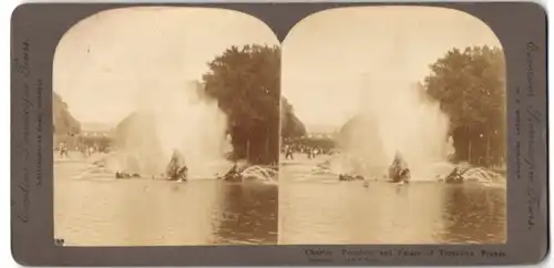 Stereo-Fotografie Wright, Burnley, Ansicht Versailles, Chariot Fountain & Palace of Versailles