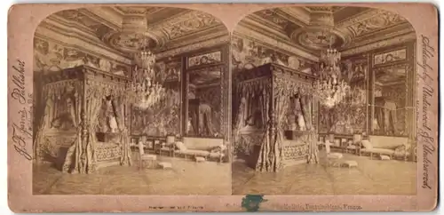 Stereo-Fotografie Underwood & Underwood, New York, Ansicht Fontainebleau, Bedroom Catherine de Medicis