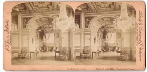 Stereo-Fotografie Underwood & Underwood, New York, Ansicht Fontainebleau, Saloon of Louis XIII.