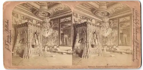 Stereo-Fotografie Underwood & Underwood, New York, Ansicht Fontainebleau, Bedroom Catherine de Medicis