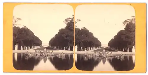 Stereo-Fotografie Fotograf unbekannt, Ansicht Versailles, Blick vom Teich zum Schloss