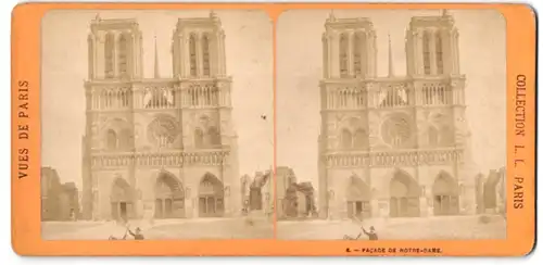 Stereo-Fotografie Albert Hautecceur, Maison Martinet, Ansicht Paris, Facade de Notre-Dame