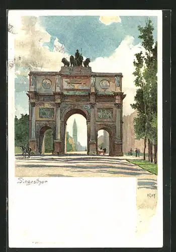 Künstler-AK Heinrich Kley: München, Siegestor