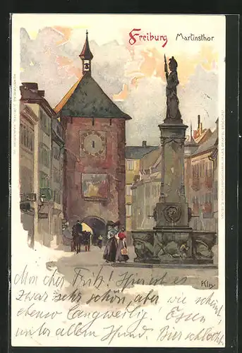 Künstler-AK Heinrich Kley: Freiburg, Martinstor