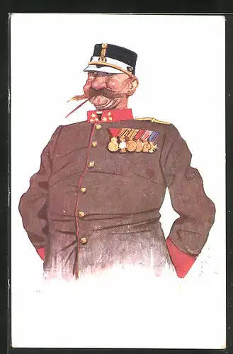 Künstler-AK Carl Josef Pollak: Soldat in Uniform mit Orden
