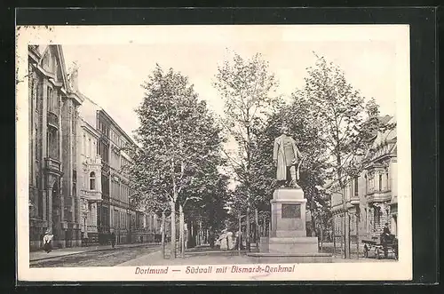 AK Dortmund, Südwall mit Bismarck-Denkmal