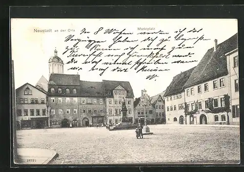 AK Neustadt a. d. Orla, Blick auf den Marktplatz